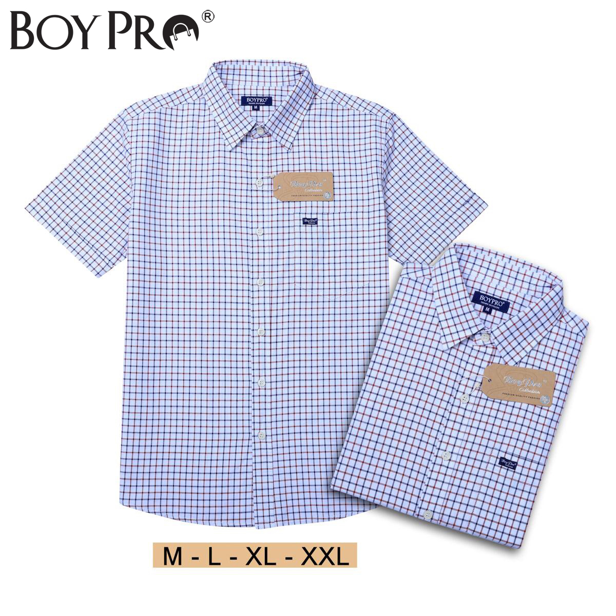 [MUA 2 GIAM 10K 3 GIAM 25K] Áo Sơ Mi Nam Sọc Caro Boypro Cao Cấp BP011 Sọc Xanh Trắng