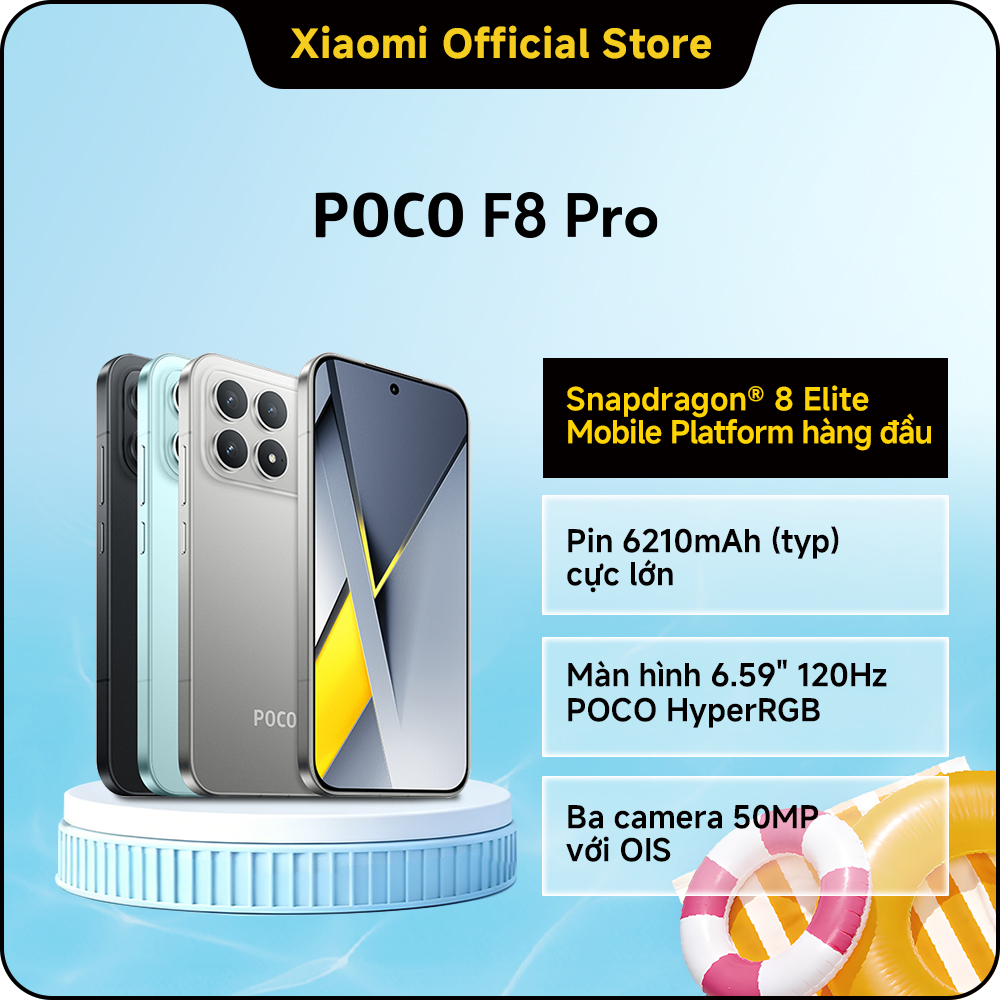 [Độc Quyền Online] Điện thoại POCO F8 Pro |Snapdragon® 8 Elite, pin 6210mAh, màn hình AMOLED 6.59'' 120Hz siêu sắc nét, camera 50MP OIS, chuẩn IP68 chống bụi, chống nước