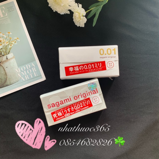 Combo 2 hộp 11 chiếc bao cao su sagami 001 Original + sagami 002 Original