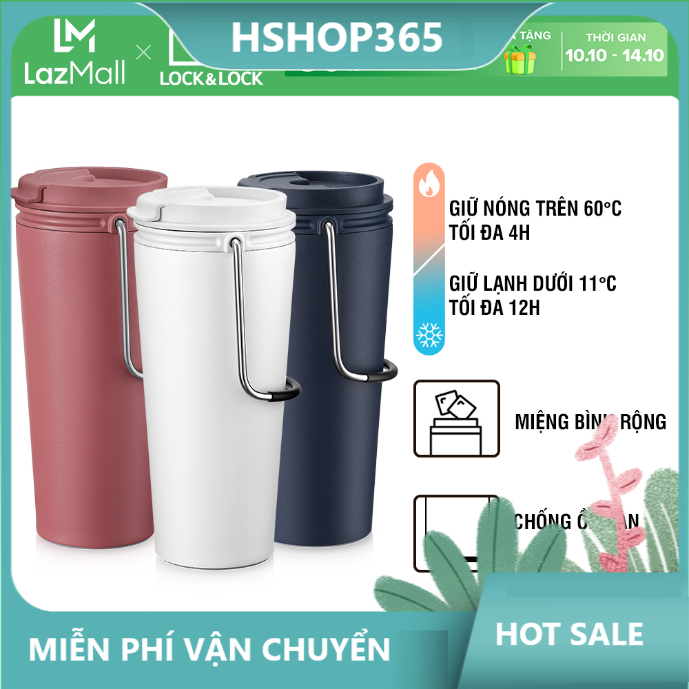 Bình giữ nhiệt Lock&Lock Bucket Tumbler - LHC4269 - Có quai xách tiện lợi thép không gỉ SUS304 đế chống trượt