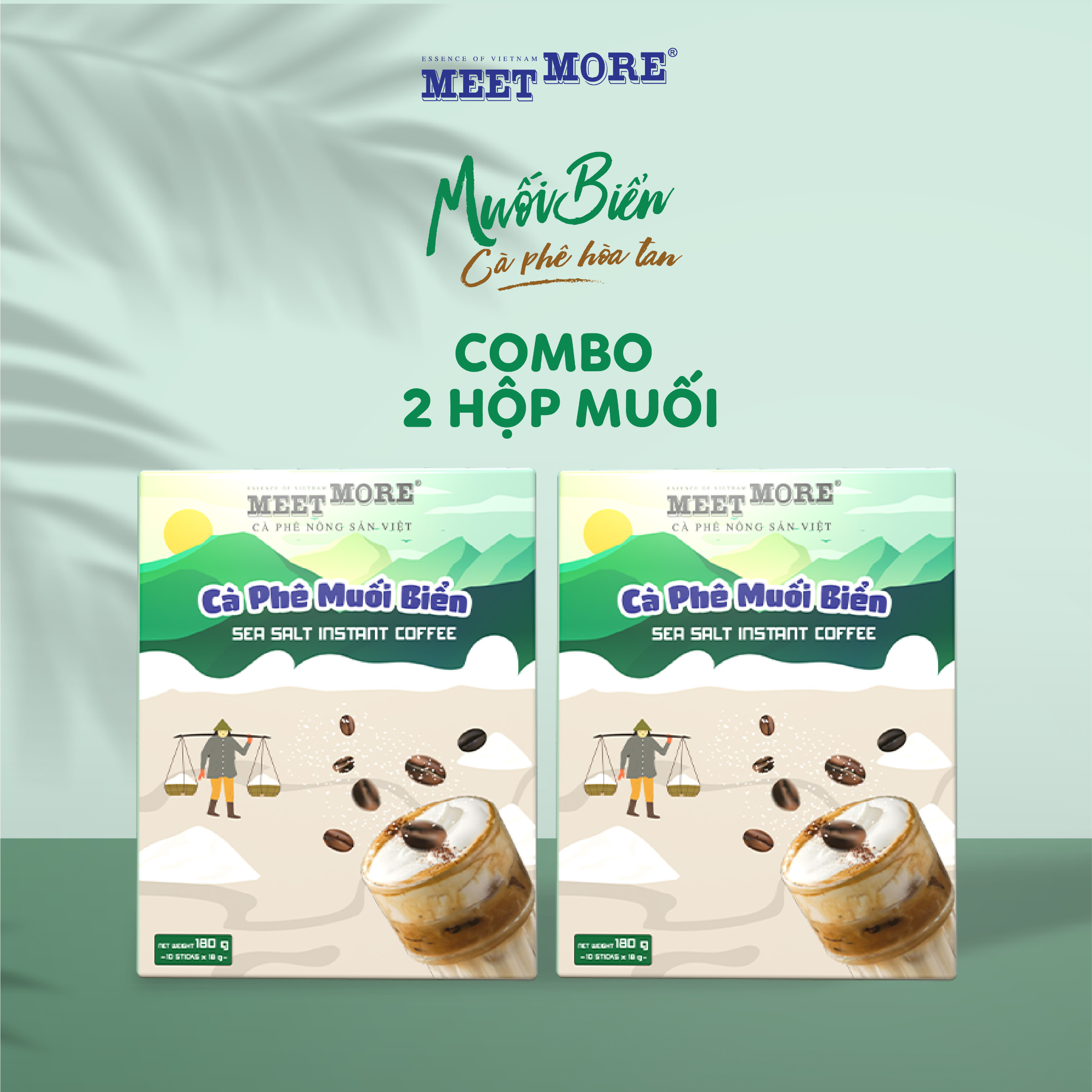 Combo 2 hộp cà phê hòa tan vị muối biển Meet More