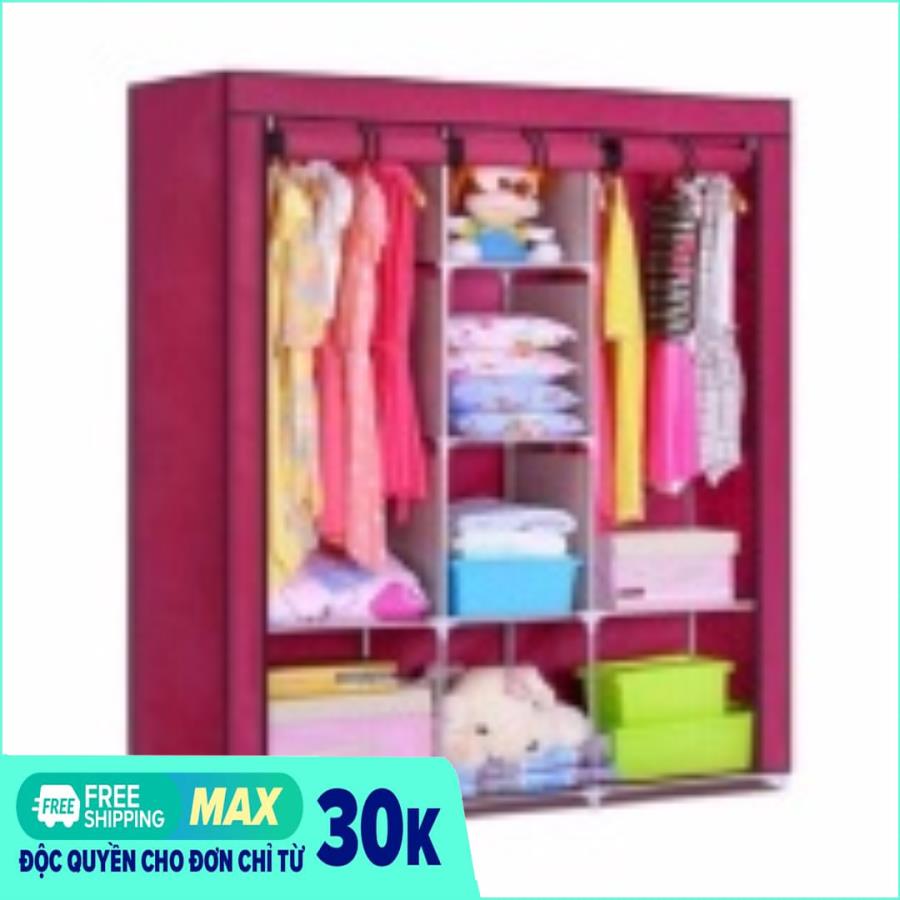 Tủ vải quần áo gia đình cỡ lớn - Mẫu 2017 (Đỏ đô)