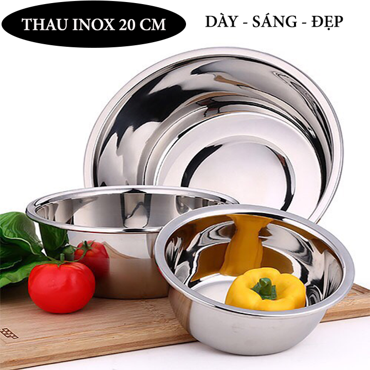 [HCM]Thau rửa rau củ quả bằng inox dày đẹp 20cm. Thau đựng rau củ