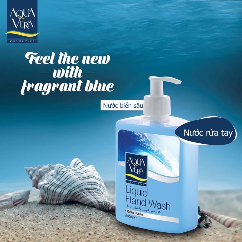 [Mua 2 tặng 1 tăm nhựa care4u] Nước rửa tay dưỡng chất nước biển sâu Aqua vera 500ml