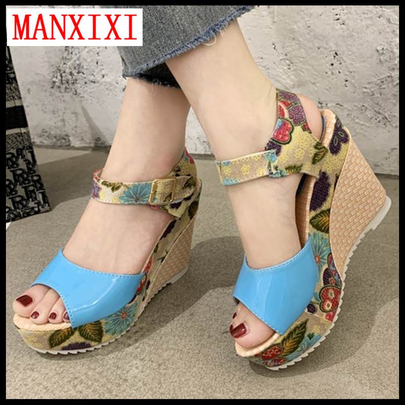 MANXIXI Brand Fashion Wedge Shoes High Heels Beautiful Thick Bottom 4.33