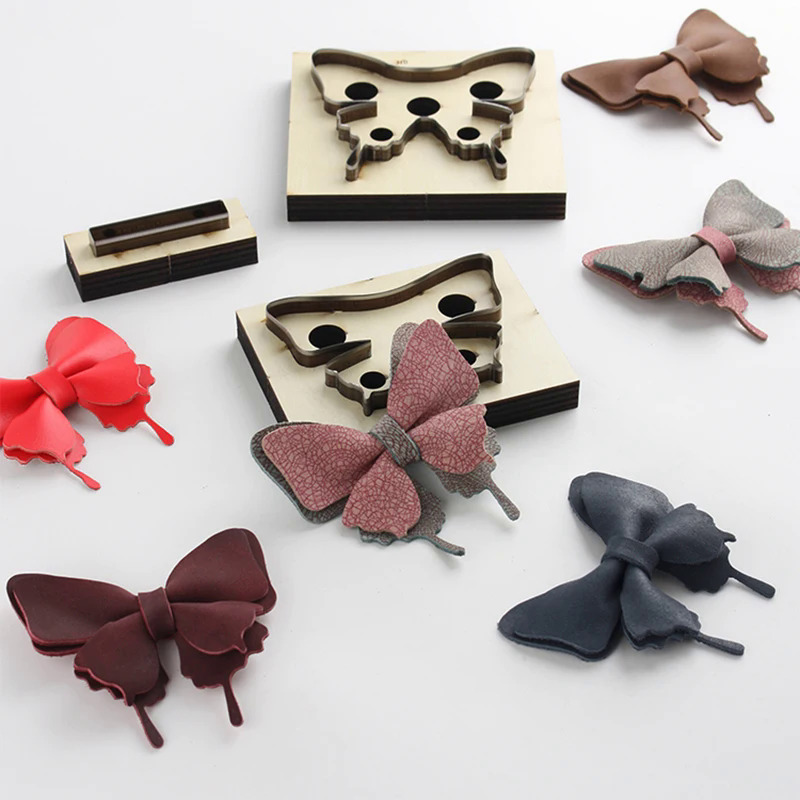 Da Swallowtail Bướm Mẫu Bằng Gỗ Đấm Chết DIY Thủ Công Da Công Cụ Bowknot Cắt Khuôn Mẫu Cho Túi Trang Trí