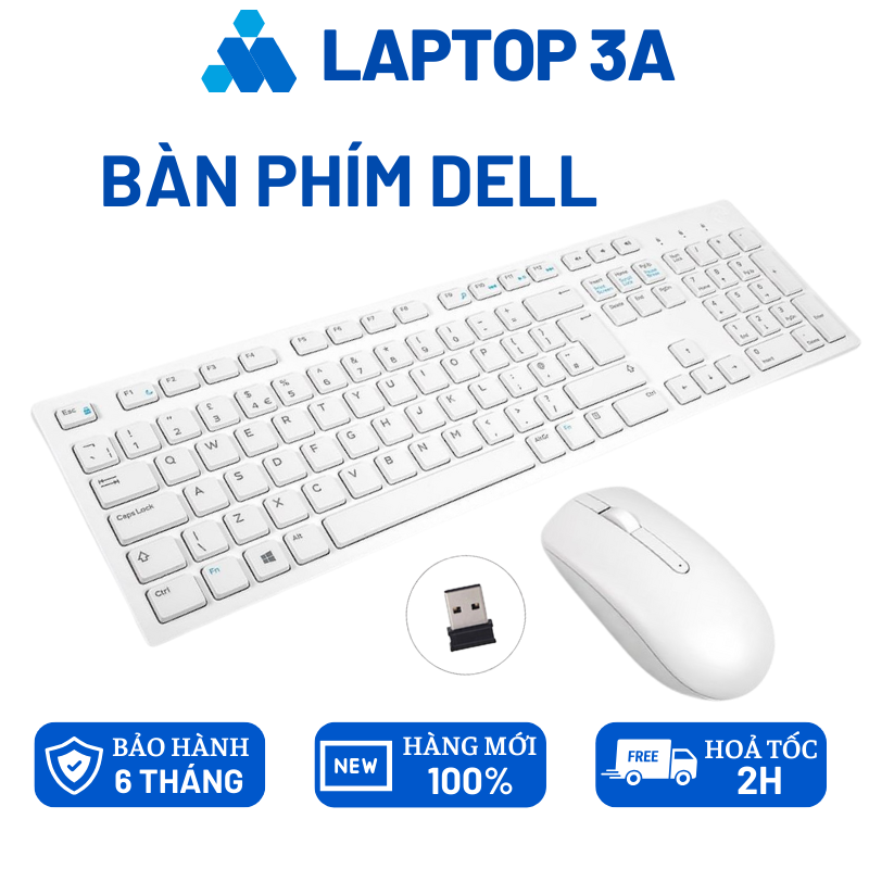 Bàn phím máy tính Dell không dây, bàn phím laptop HP slim màu trắng cho sinh viên dân văn phòng tặng kèm chuột