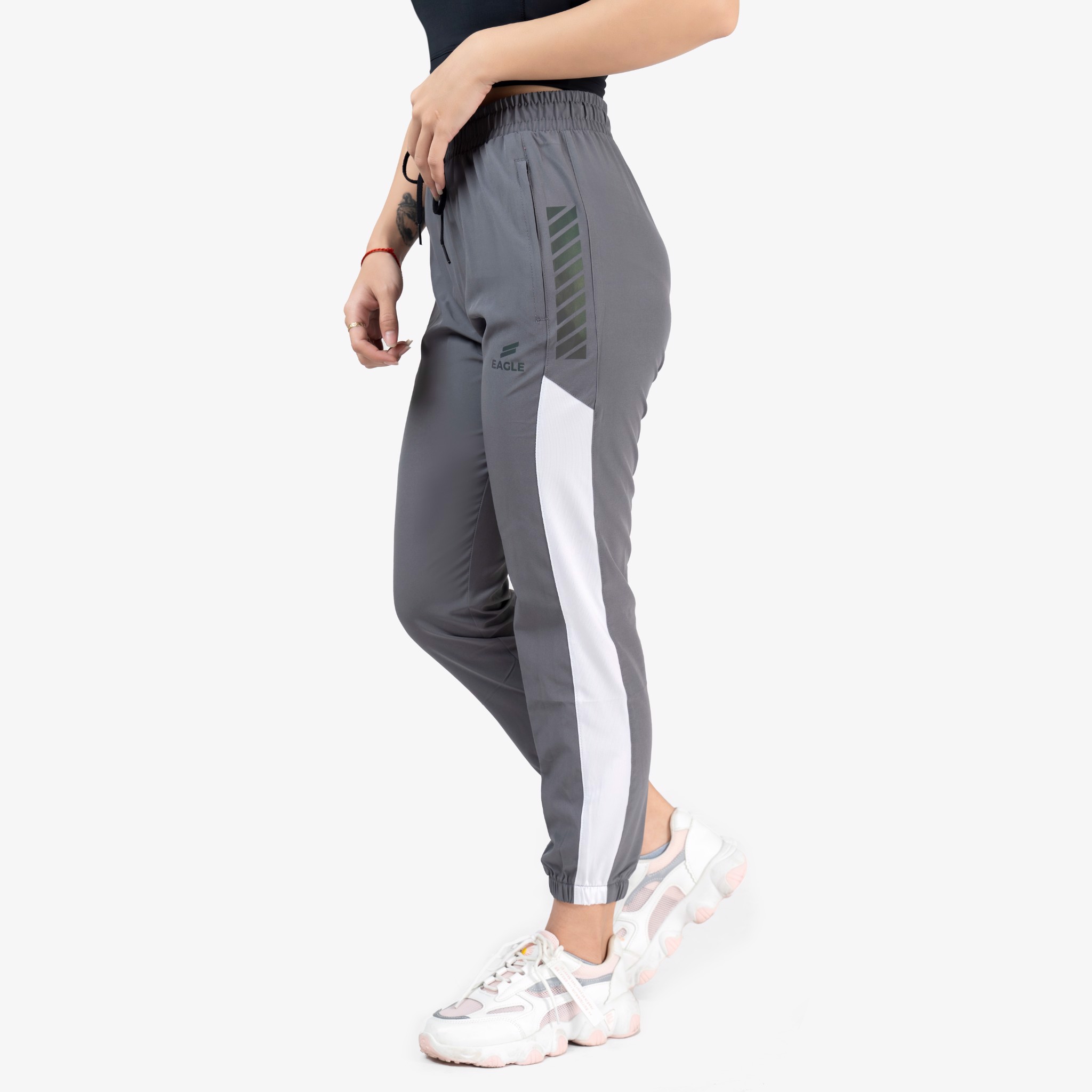 Quần jogger nữ Eagle sọc phản quang - Xám - YOLO SPORT