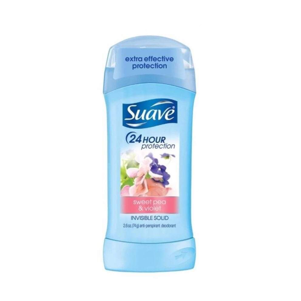 Lăn Khử Mùi Suave Extra Effective 24h Protection sweet pea & violet invisible solid deodorant 74g Mỹ