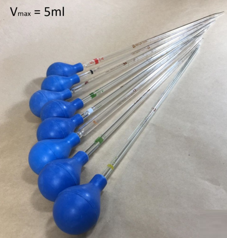 Pipet thủy tinh 0.5ml-1ml -2ml-5ml-10ml-20ml-25ml-50ml dài 30cm có quả bóp