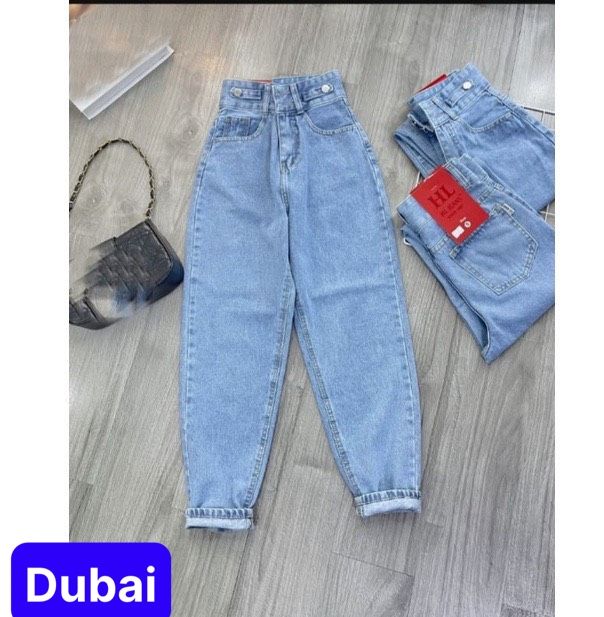  QUẦN BAGGY JEAN NỮ CHẤT BÒ ỐNG SUÔNG MIX ĐAI 2 BÊN LƯNG CAO NÂNG MÔNG CAO CẤP NEW - DUBAI FASHION 