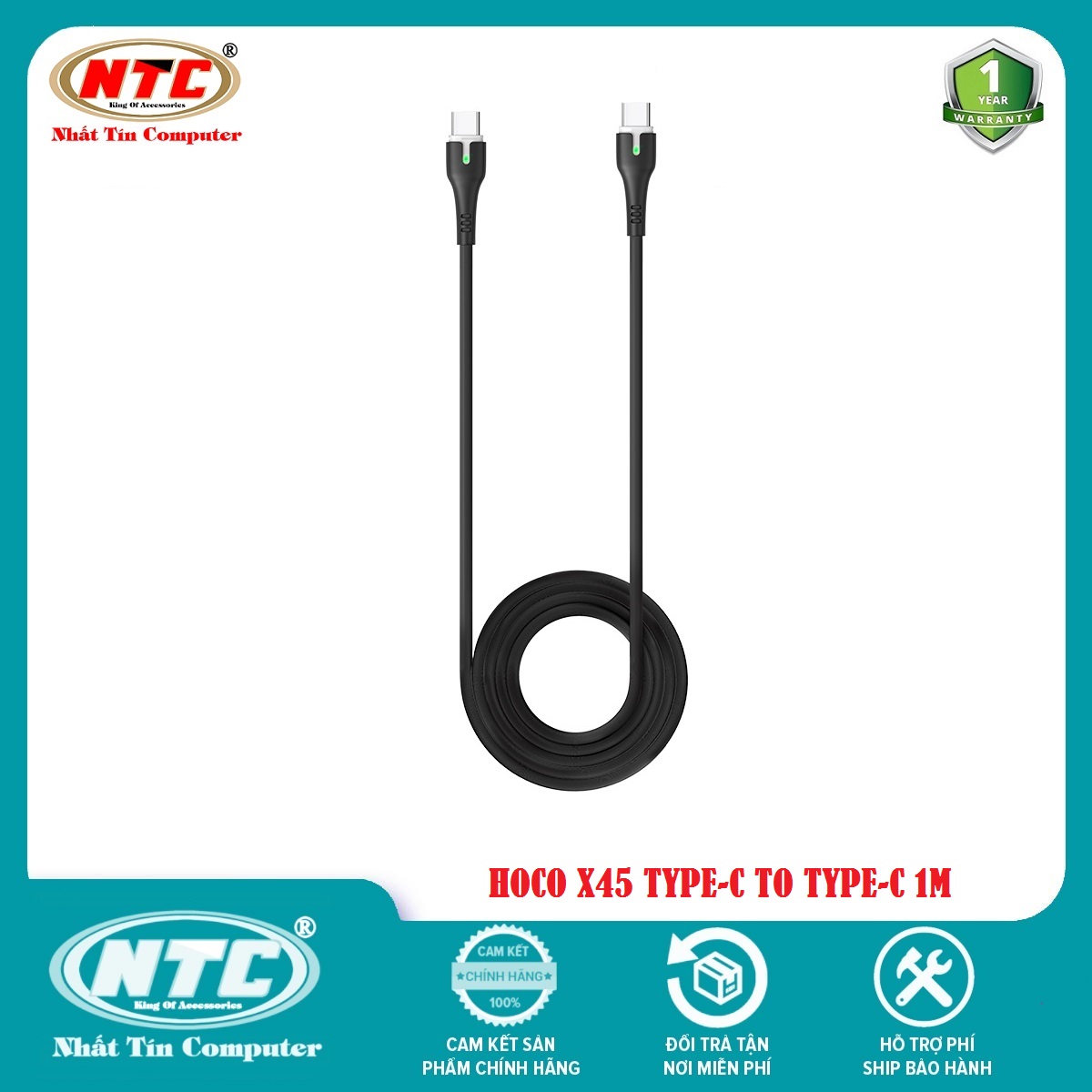 Cáp sạc và truyền data Type-C to Type-C Hoco X45 Surplus dài 1M 3A 60W - Hãng phân phối chính thức - Nhất Tín Computer