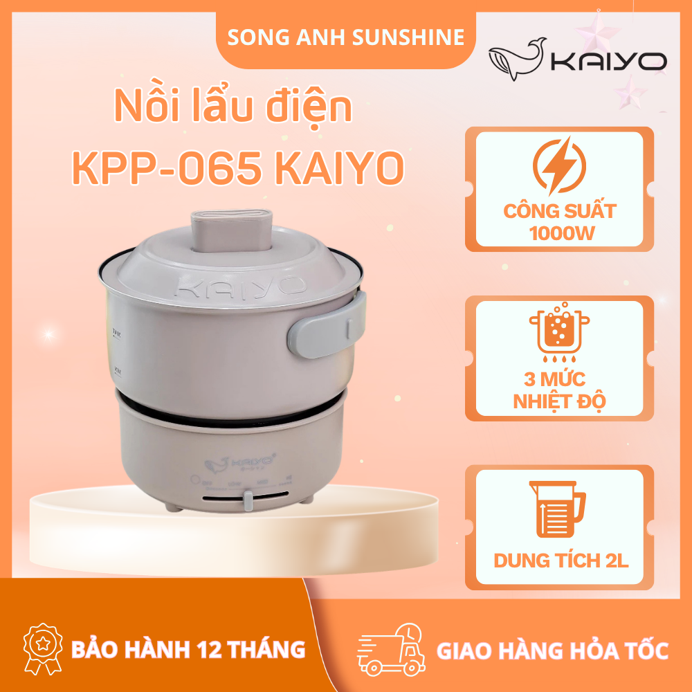 Kaiyo Kpp-065 Multifunctional Portable Electric Hot Pot, 2 Liter Capacity, 1000W Power, Foldable and Portable, Genuine Product with 12 Month Warranty