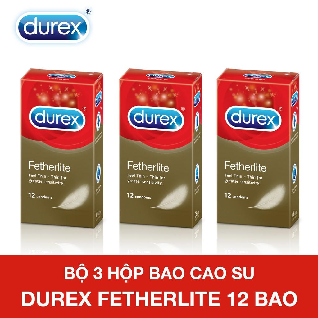 [HCM]Combo 3 hop Bao cao su Durex Fetherlite  sieu mong 12pcs