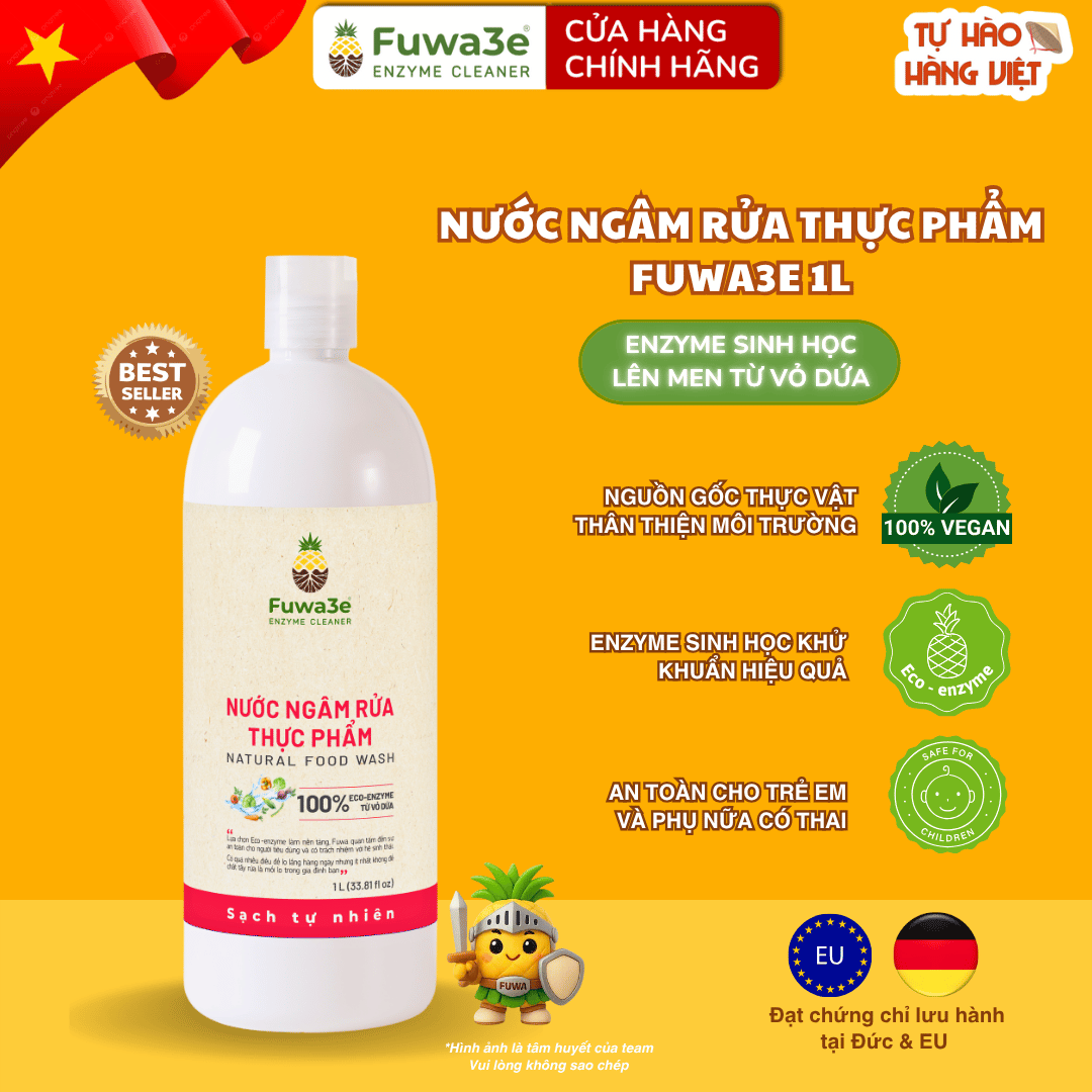  Nước ngâm rửa rau củ quả FUWA3E enzyme sinh học dứa 1000ml  100ml- làm sạch thực phẩm 