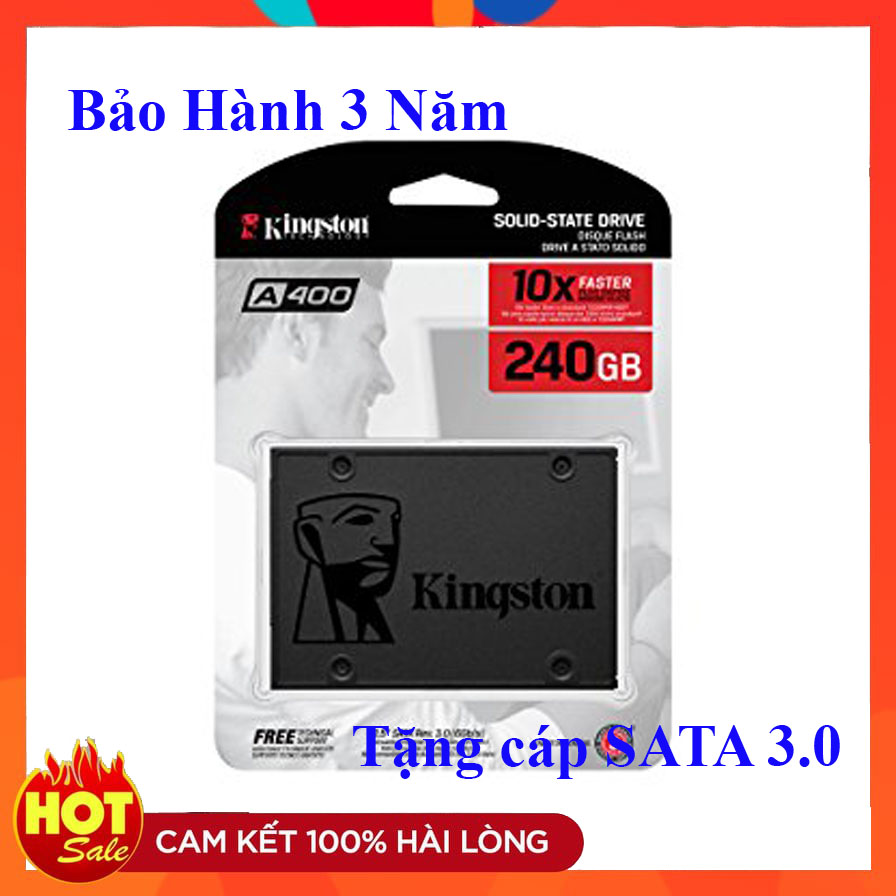 Ổ cứng SSD Kingston 240GB 120GB A400 SATA III Tem Vĩnh Xuân/FPT/Viết Sơn - Tặng cáp sata