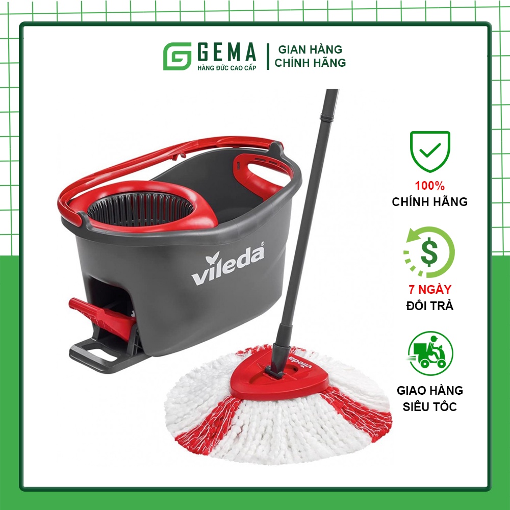 Bộ lau nhà cao cấp vileda easy wring & clean turbo cây lau và xô - nhập khẩu chính hãng đức