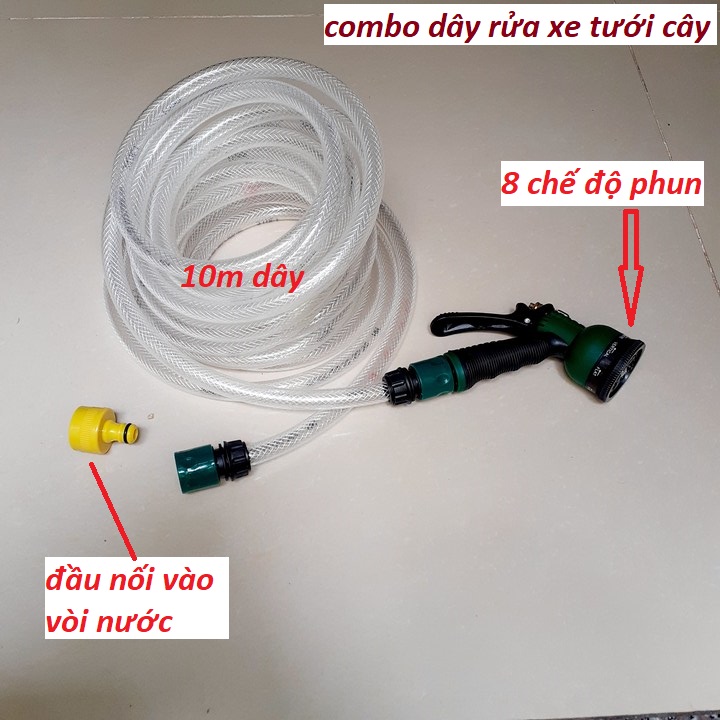 Vòi xịt rửa xe, tưới cây cao áp kèm dây