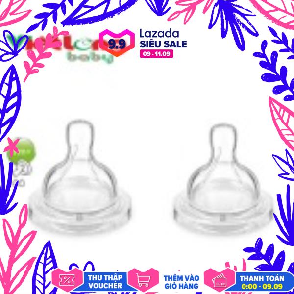 Bộ 2 núm ty Silicone dành cho trẻ từ 1 tháng tuổi Philips Avent 632.272 lỗ
