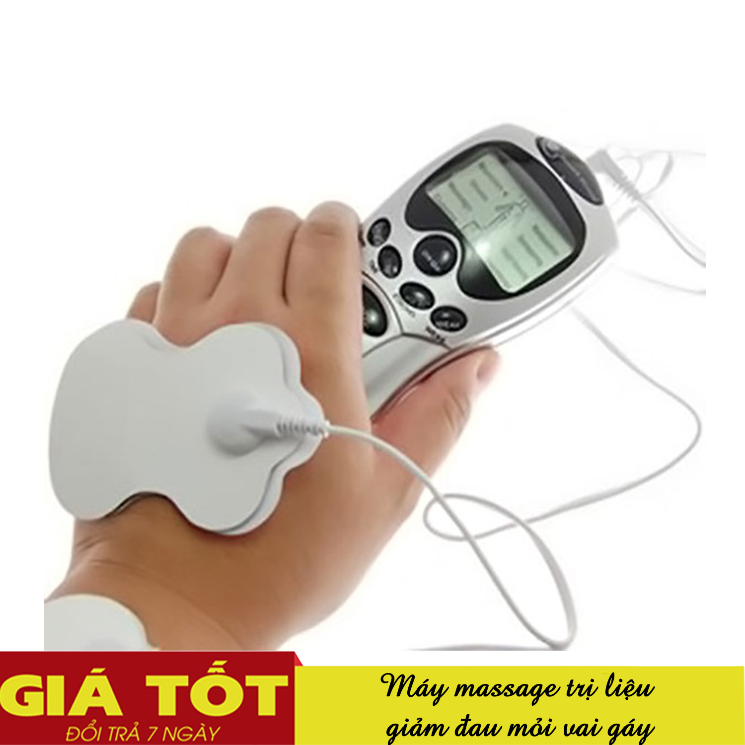 Máy massage xung điện 4 miếng dán, miếng dán vật lý trị liệu mát xa châm cứu bấm huyệt cầm tay, máy mát xa lưng cổ vai gáy, máy massage cầm tay giảm đau mỏi vai gáy