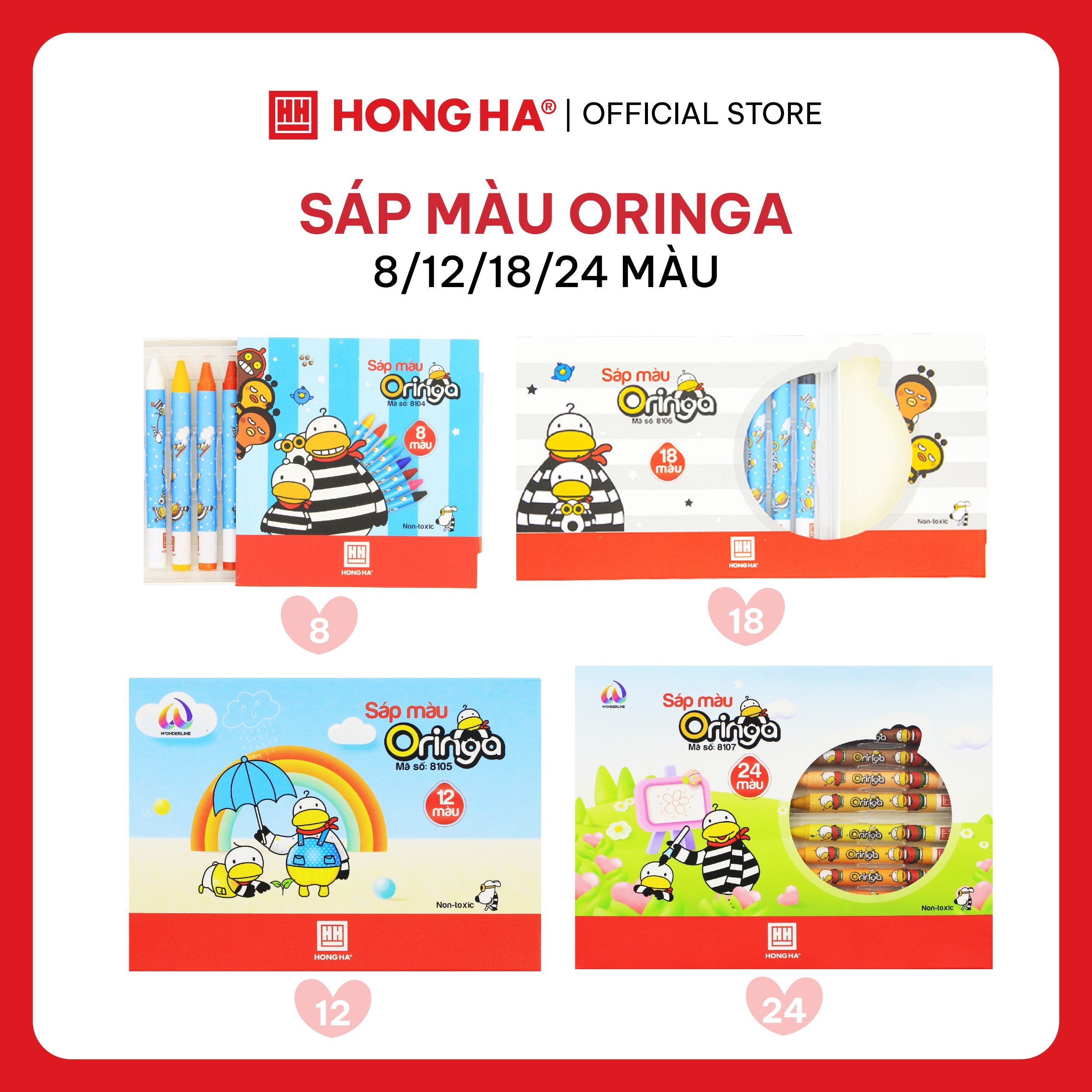 Sáp màu Oringa Hồng Hà