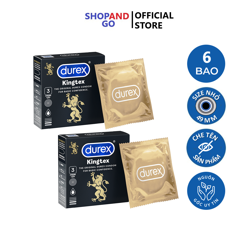 Combo 2 hộp Bao cao su Durex Kingtex size nhỏ 49mm - Không lo tuột bao (6 cái)