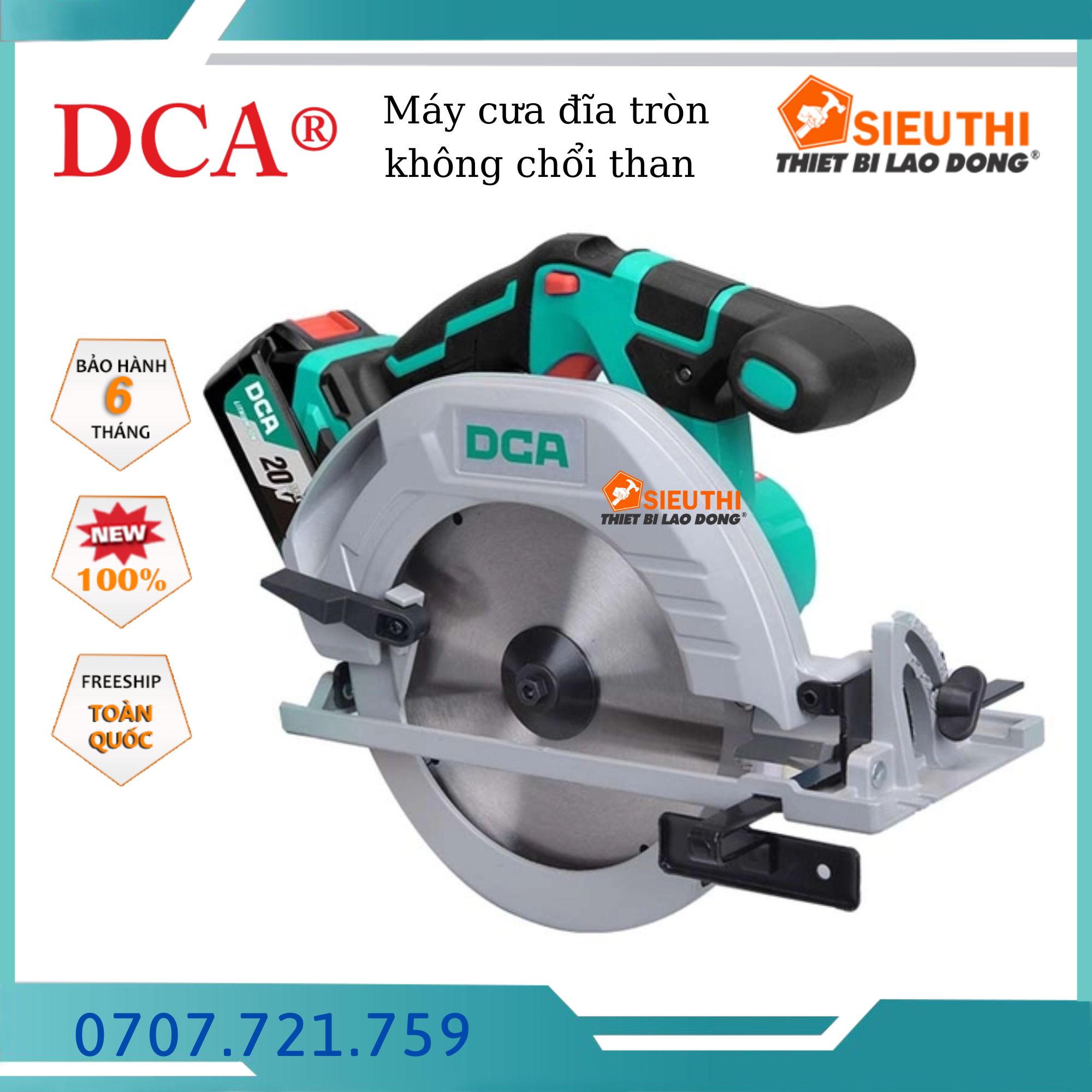 Máy cưa đĩa tròn không chổi than dùng pin DCA ADMY02-185DM, Kèm 1 sạc, 1 pin 4.0Ah, Bảo hành 6 tháng