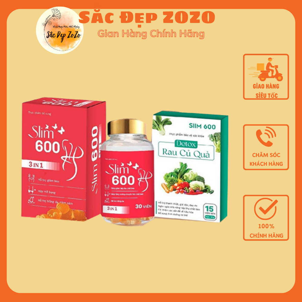 Kèm detox - Kẹo giảm cân Slim 600 giúp thải mở, eo thon giữ giáng hộp 30v
