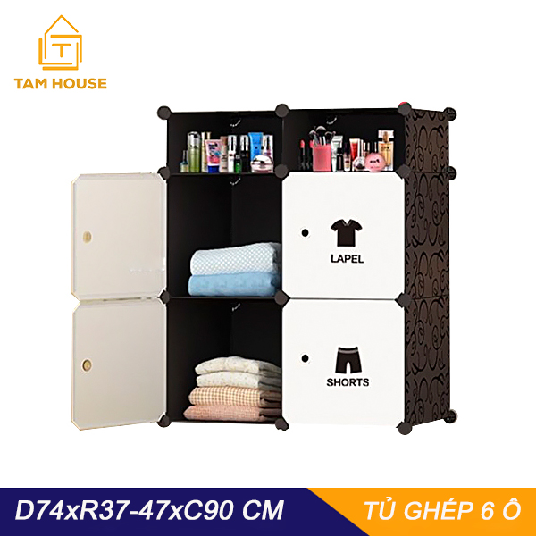 [VOUCHER FREESHIP 50K] Tủ nhựa ghép,tủ quần áo,tủ nhựa đựng quần áo đa năng tâm house đủ 6 ngăn