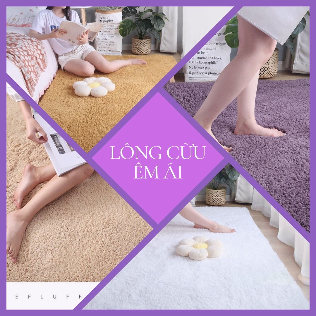 Thảm lông CỪU trải sàn trải giường trải sofa đẹp 1m 1m2 1m6 2m | TUBECA