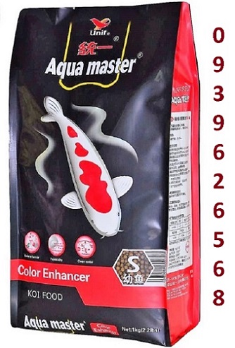 1 kg thức ăn cá koi aqua master color enhancer 40% đạm size l- cám cá koi siêu tăng màu nhập khẩu