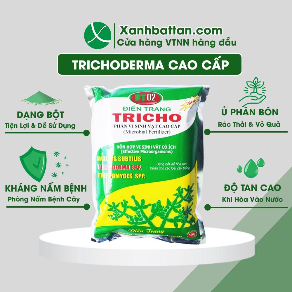 Nấm Đối Kháng Trichoderma Điền Trang Ủ Phân Bón, Trộn Đất Trồng Cây, Đối Kháng Nấm Bệnh Gói 500 Gram