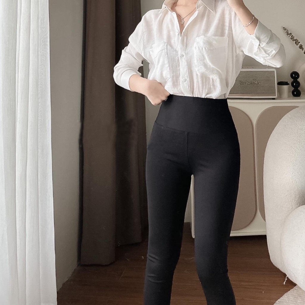 Quần legging nữ cạp cao, quần dài legging ôm gen bụng chất umi hàn cao cấp mêm mịn siêu tôn dáng