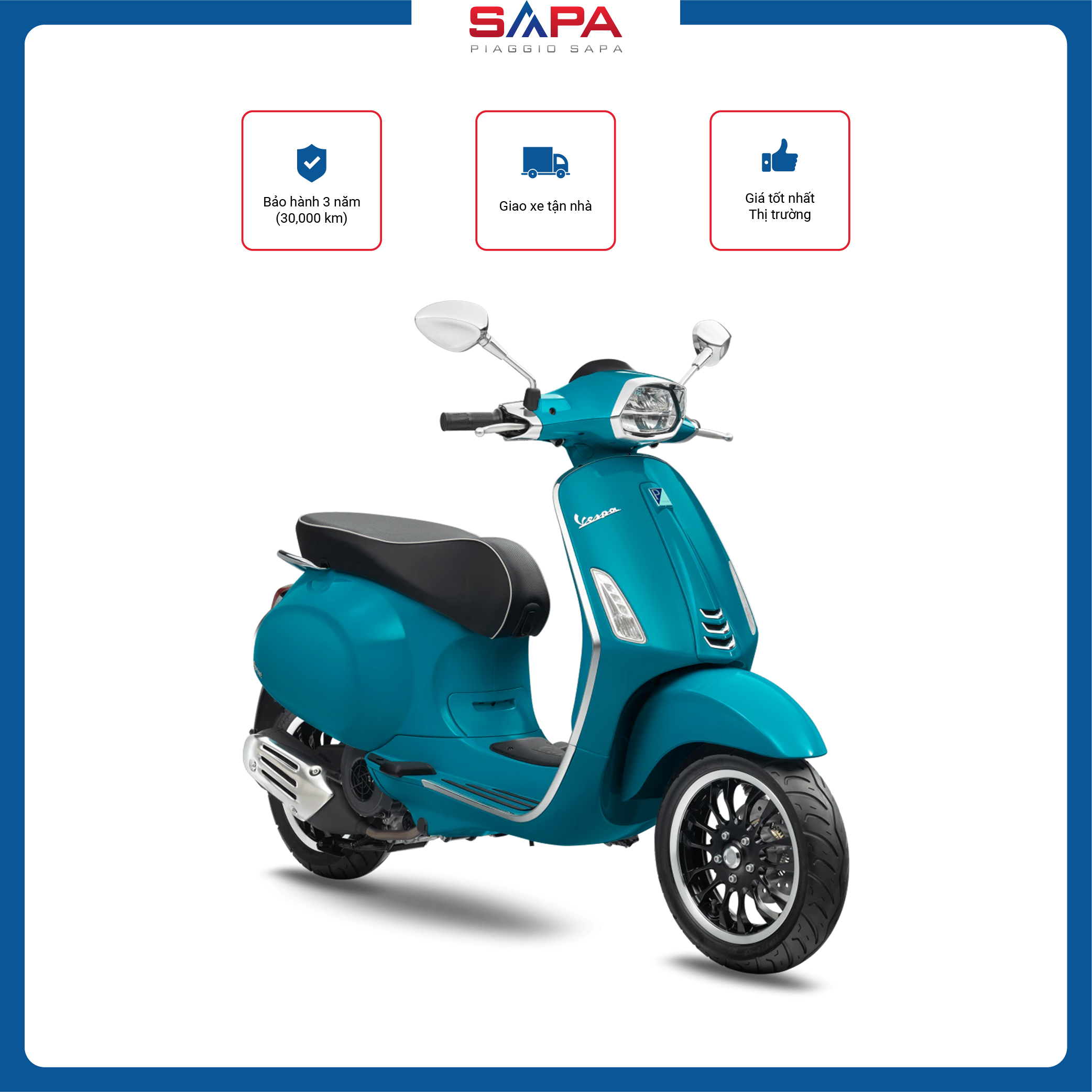 Xe máy vespa sprint 125 abs led màu xanh dương