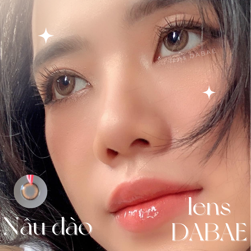 lens mắt cận nâu tự nhiên giãn nhẹ có viền nâu đào kính áp tròng Hàn Quốc ONLY U DABAE gdia 13.4mm