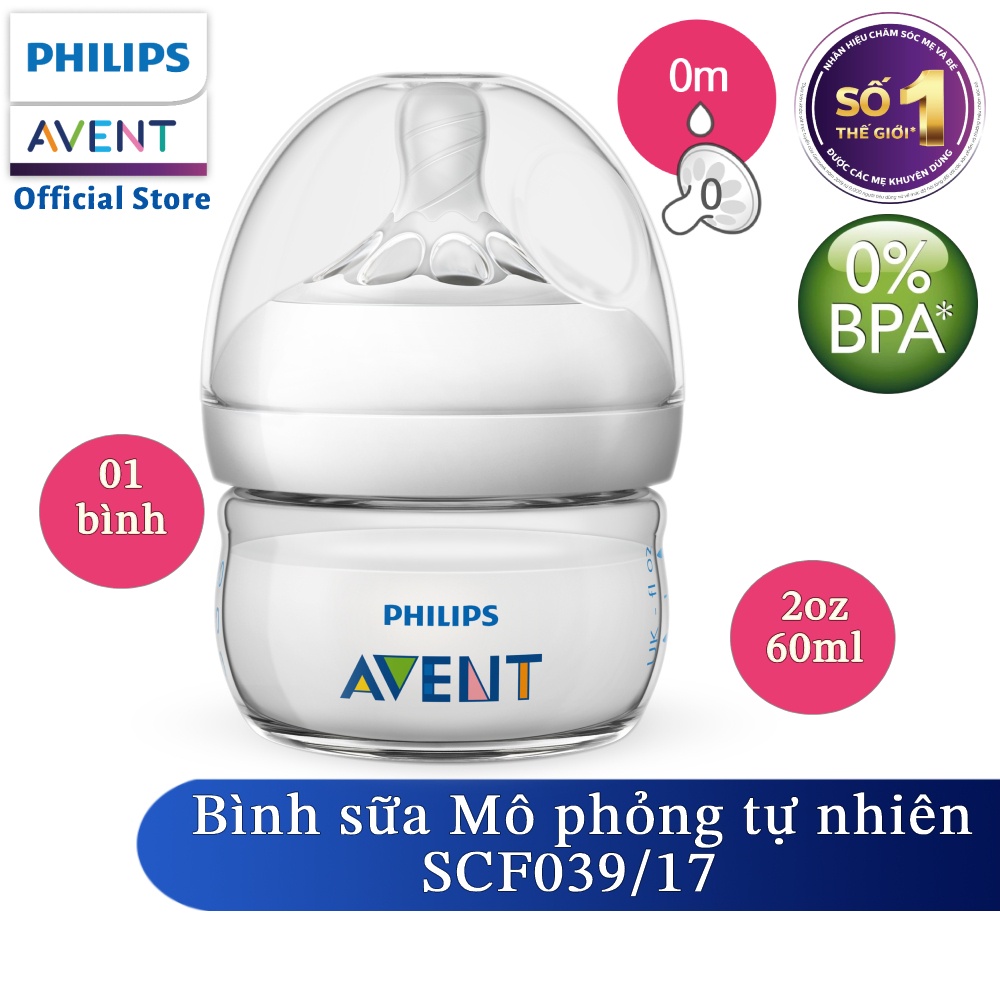 Philips Avent bình sữa mô phỏng tự nhiên 60ml cho bé sơ sinh SCF039 17