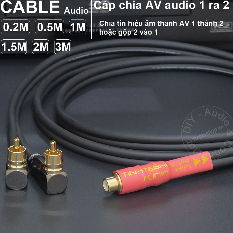 Cáp chia av cái sang 2 đực diy 0.2m đến 3m - dây rca 1 ra 2