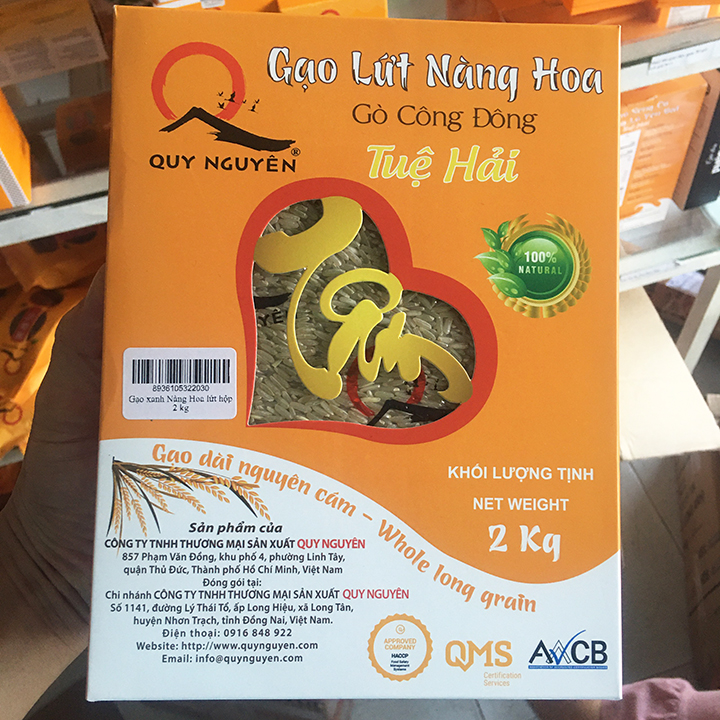 Gạo lứt xanh nàng hoa tuệ hải – hộp 2kg