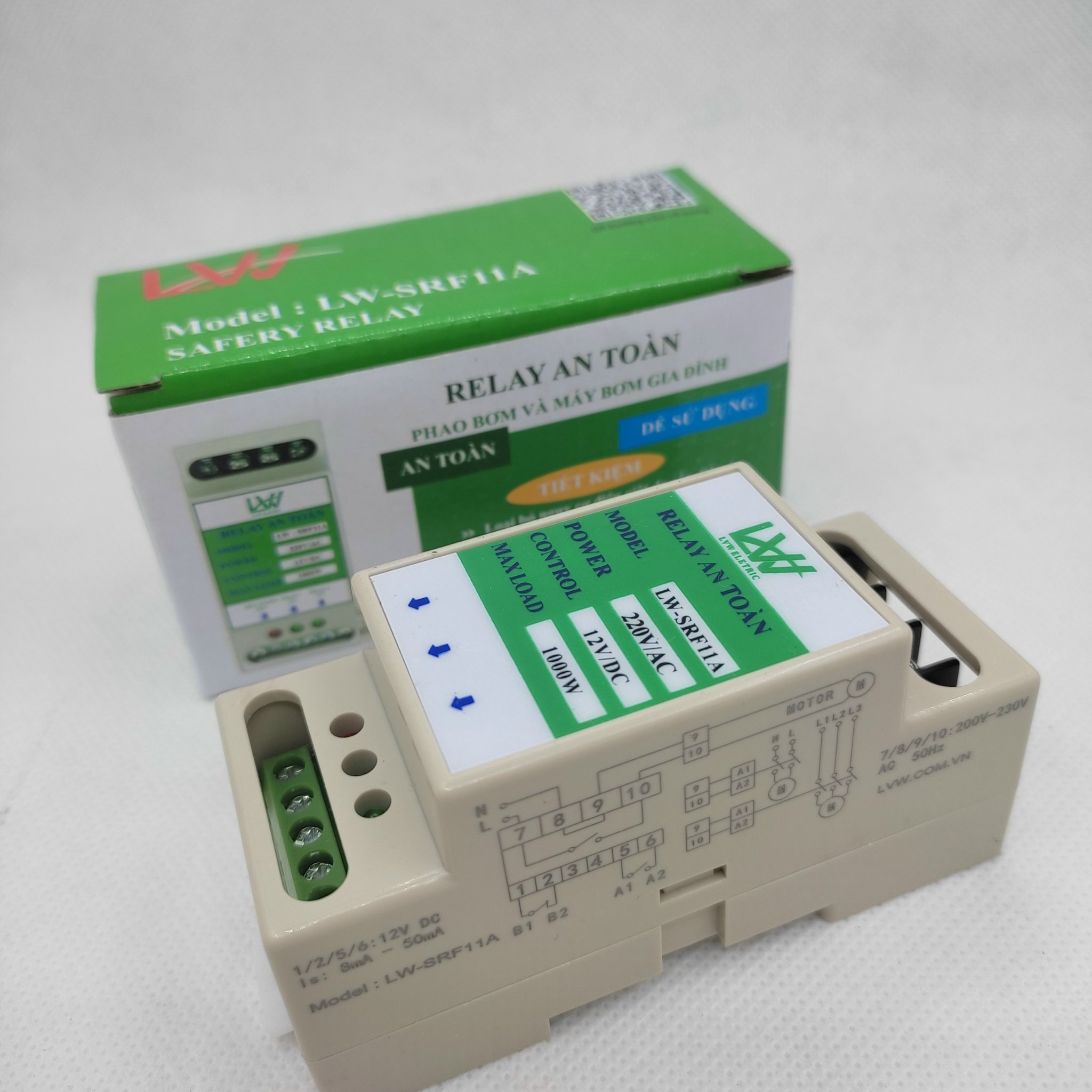 Rơ le an toàn cho phao điện máy bơm nước SRF11A ,Thiết bị chống giật chống rò điện - Hàng Chính Hãng LW