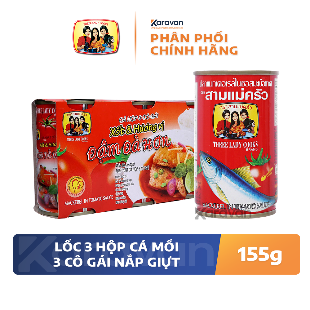 Cá hộp 3 cô gái nắp giựt 155g - lốc 3 hộp