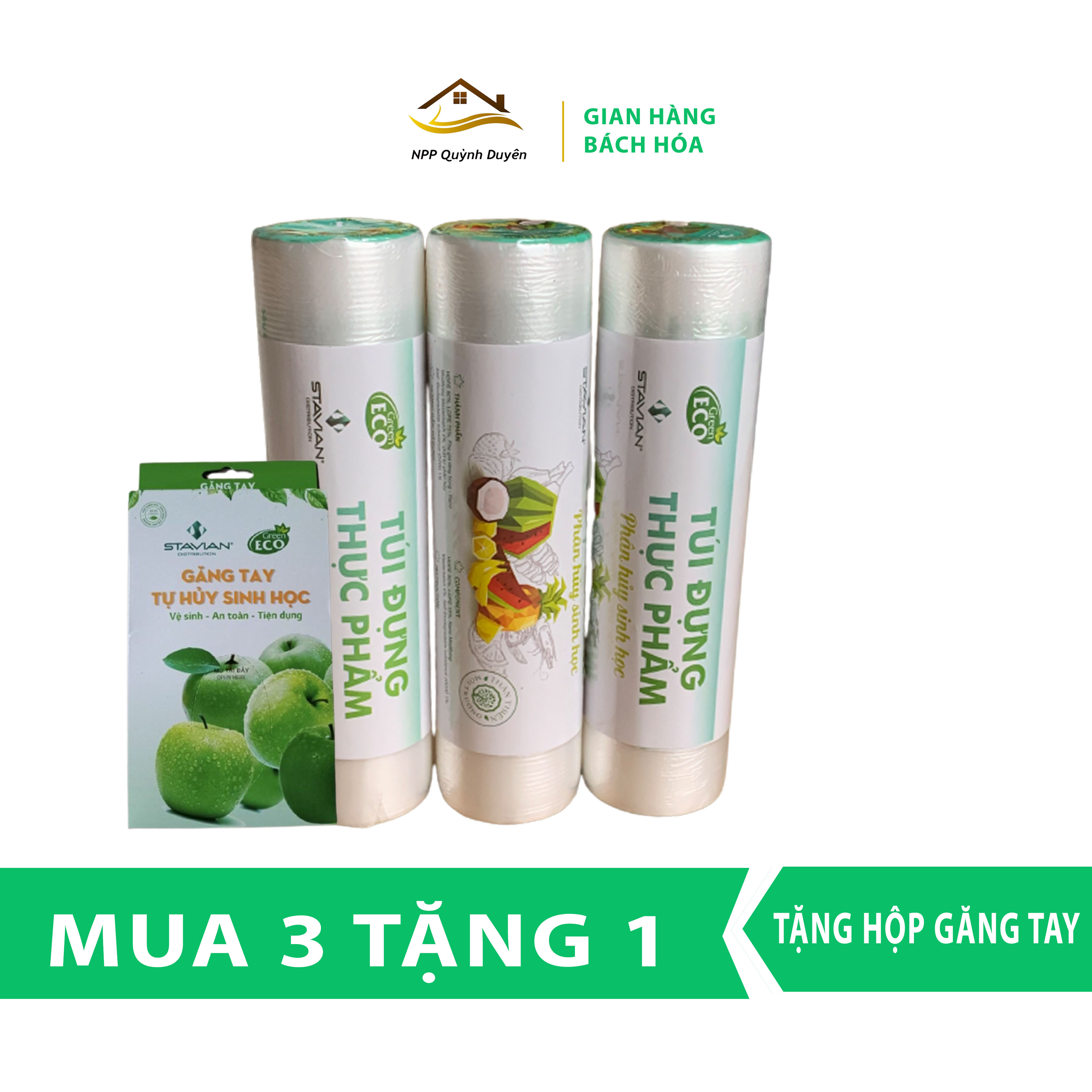 [MUA 3 TẶNG 1] MUA 3 cuộn túi đựng thực phẩm KT 15*25cm*100 cái/cuộn tặng hộp găng tay làm bếp 60 cái