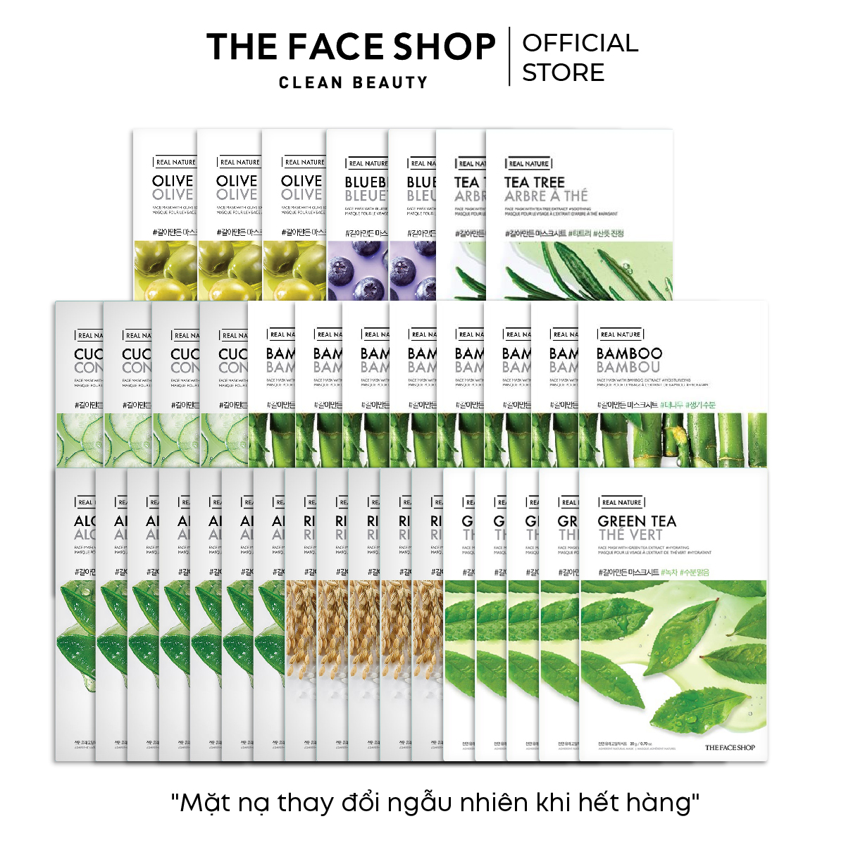 Combo 36 mặt nạ real nature the face shop 20g