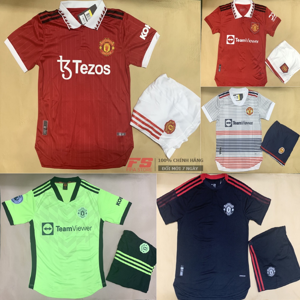 Áo đá bóng CLB MU mùa giải 22/23 sân nhà, bộ quần áo bóng đá Manchester United 2022-2023 sân khách hàng Thái cao cấp