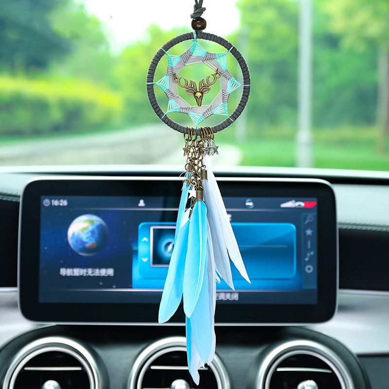 Dây Treo Trang Trí Oto Gương Chiếu Hậu Dreamcatcher Lông Vũ Handmade Sáng Tạo