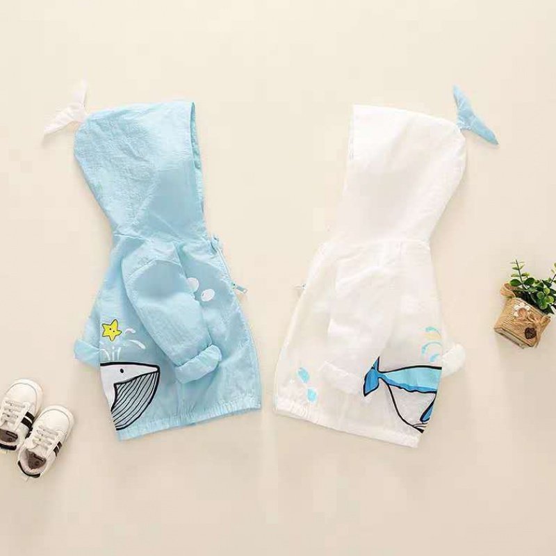 💖HOT TREND 💖 Áo khoác chống nắng vải đũi hình cá voi dễ thương cho bé 10-32kg