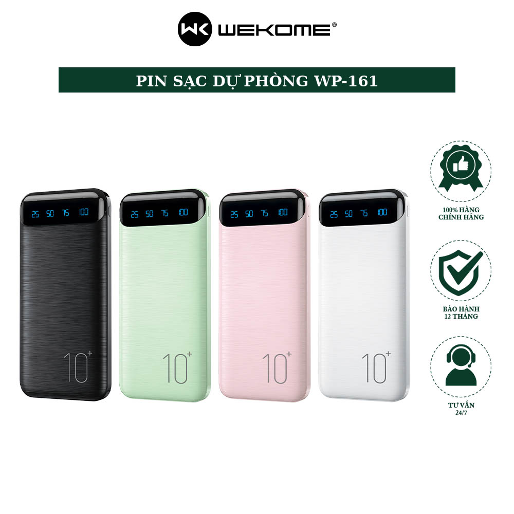 Sạc dự phòng remax wk161 dung lượng 10000 MAH tích hợp đèn lead,Sạc dự phòng mini cầm tay tiện lơi,Bảo Hành 12 Tháng AK