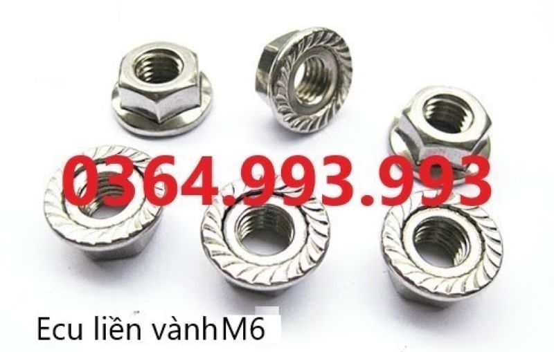 Gói 50 cái Ecu liền long đen M4/ M5/ M6 Inox 304. Đai ốc liền vànhM4/ M5/ M6 Inox 201