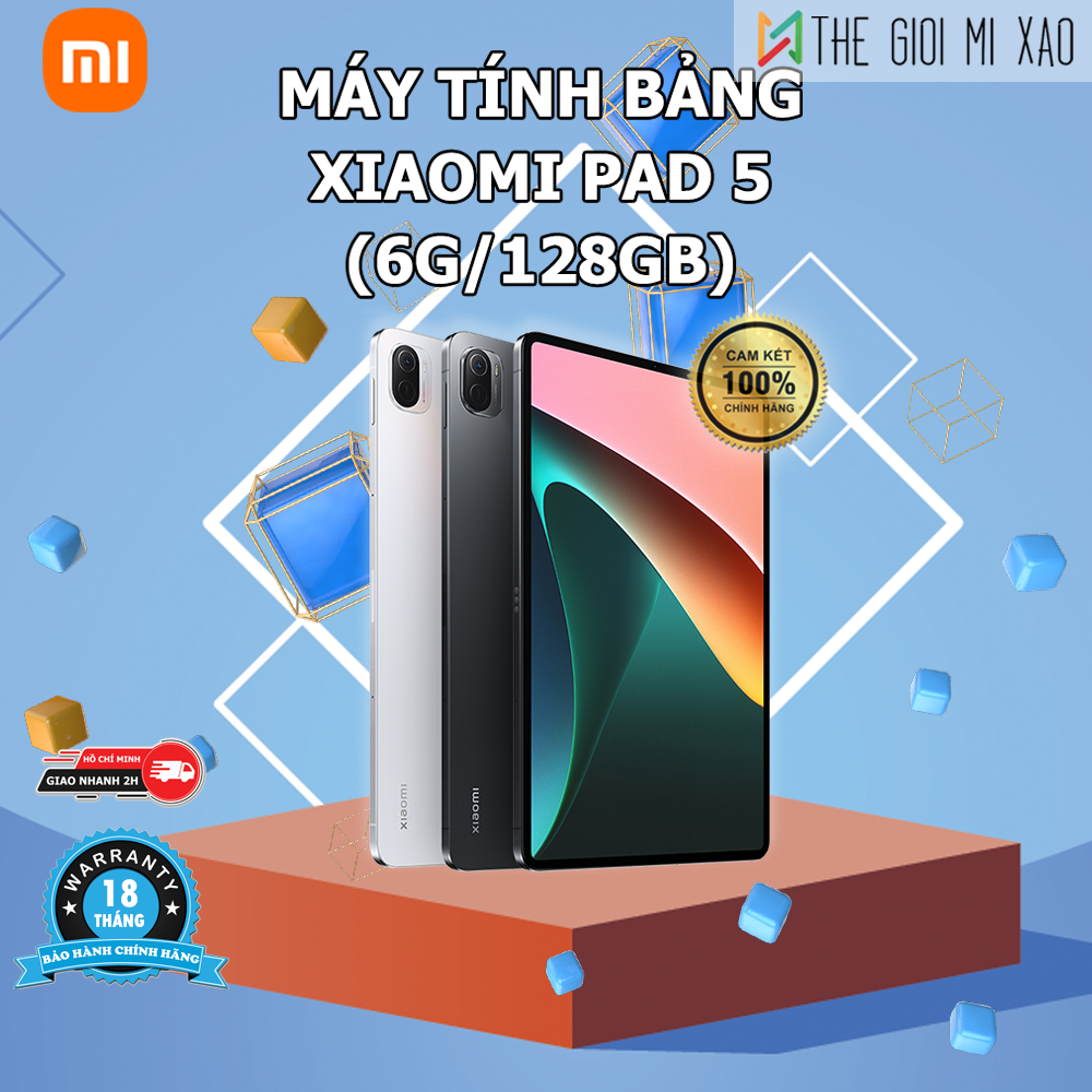  Máy Tính Bảng Xiaomi Pad 5 6 128GB - Chính hãng DGW | HỖ TRỢ TIẾNG VIỆT | SnapdragonTM 860 | Màn hình 11” - 120Hz | Pin 8720 mAh - Sạc nhanh 33W - Bảo hành chính hãng 18 tháng 