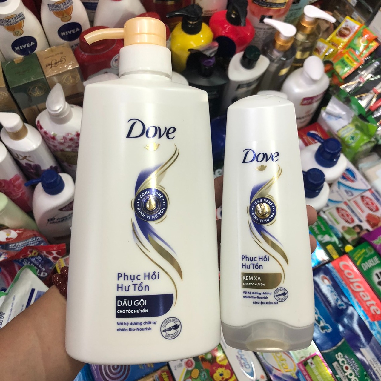 Dầu gội Dove phục hồi hư tổn 650g tặng tuýp xả 140g