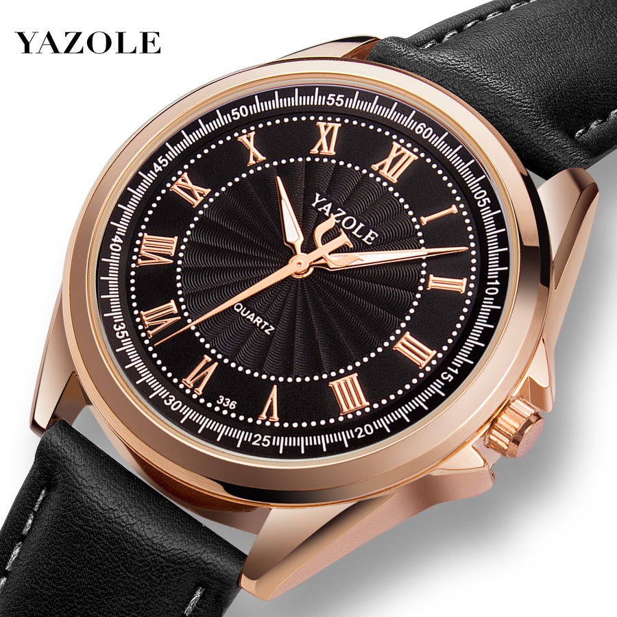 Đồng hồ nam dây da Yazole 336